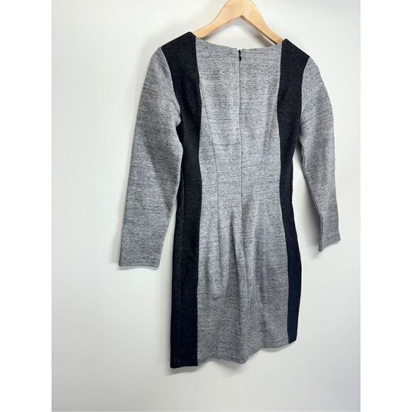 Club Monaco Mini Bodycon Dress Size 2 Gray Black Long Sleeve Cotton Blend Zip Up - Picture 4 of 9